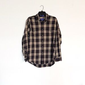 🌿Final Sale Pendleton Expedition‎ Cotton Beige and Black Plaid Shirt